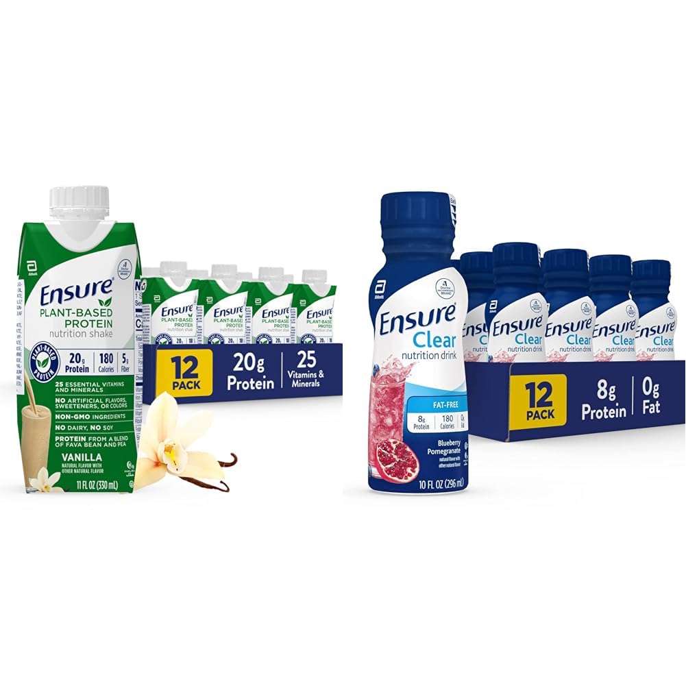 Zagotovite 100% rastlinsko-bazna Veganska beljakovinska prehrana Shakes z 20g Fava Bean in Pea Protein, Vanilla & Zagotovite tekoče Clear Nutrition Drink, 0g maščobe, 8g beljakovin, Blueberry Granate, 10 Fl Oz