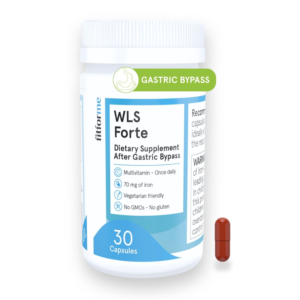 FitForMe Bariatrični multivitamin z železom, prilagojen za operacijo želodčnega obvoda – Kapsula za en dan, 30-dnevna zaloga, kapsula Easy-to-Swallow WLS Forte, znanstveno oblikovana – za moške in ženske
