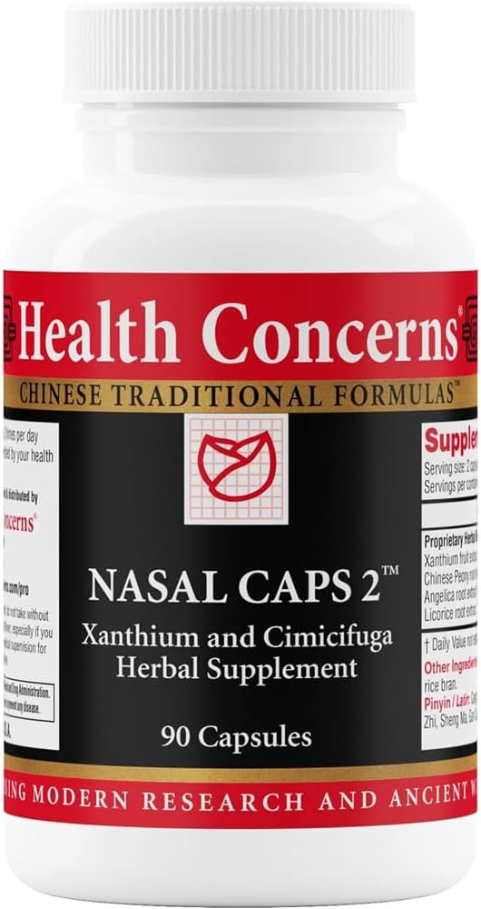 Zdravstvene skrbi Nasal Caps 2 – Sinus & Nasal podpora – Nose Congestion & Sinus Tlačna podpora – Tradicionalna kitajska Formula z Xanthium, & Cimicifuga – 90 kapsul