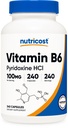 Nutricost Vitamin B6 (Piridoksin HCl) 100 mg, 240 kapsul