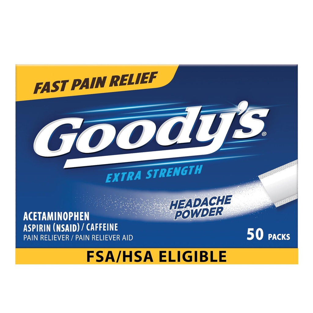 Goody's Pain Relief praški, Dodatna moč Glavobol Prašek, 50 ct (paket po 1)