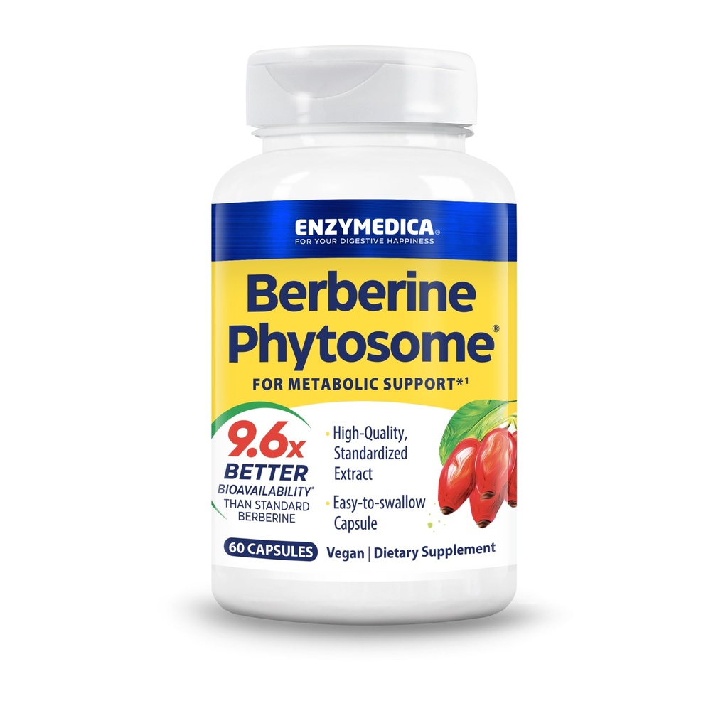 Enzymedica, Berberine Phytosome, 9.6X Boljša biorazpoložljivost, Visoka moč Natural Vegan prehranska dopolnila za presnovno podporo, 60 kapsul