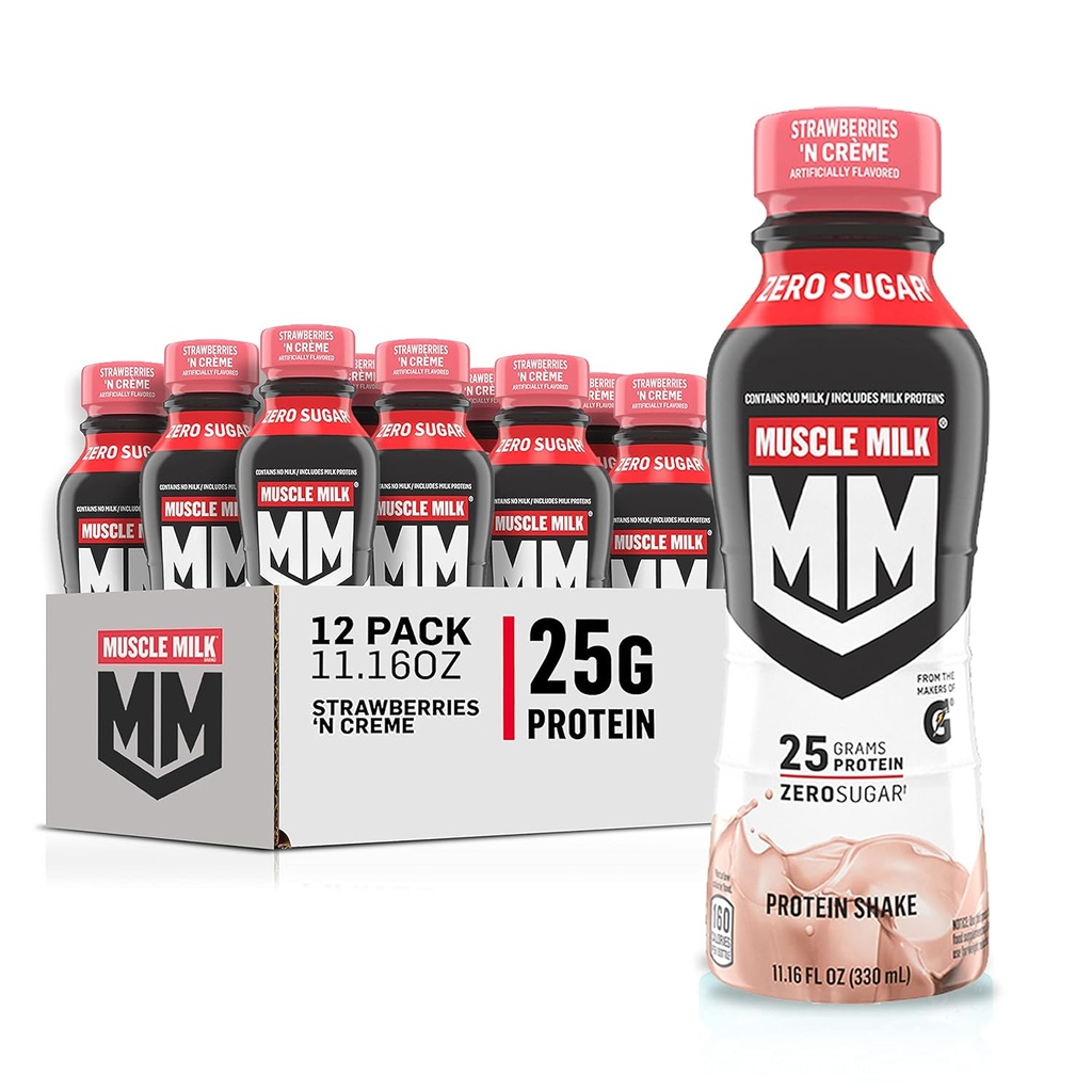 Mišično mleko Pravo tresenje, Jagoda, 11.16 Fl Oz steklenice (Pack of 12)