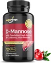 D-manoza 1500 mg, 120 Kapsule z barvilom Dandelion Herb in izvlečki brusnice, naravno čiščenje sečilnega trakta za podporo UTI, zardevanje in razstrupljanje nečistoč, za moške in ženske.