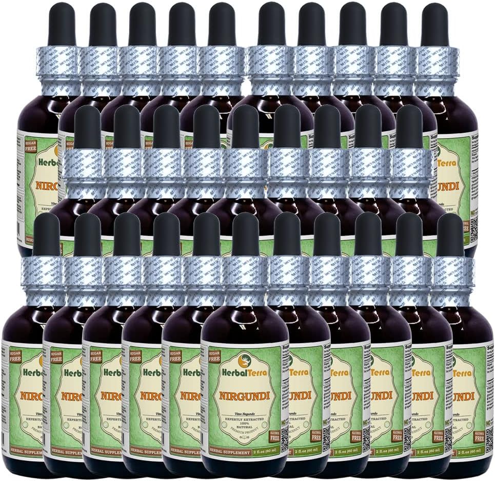 Nirgundi (Vitex Negundo) Posušeni tekoči ekstrakt brez alkohola (Brand Name: HerbalTerra, Ponosno Made in USA) 30x2 oz