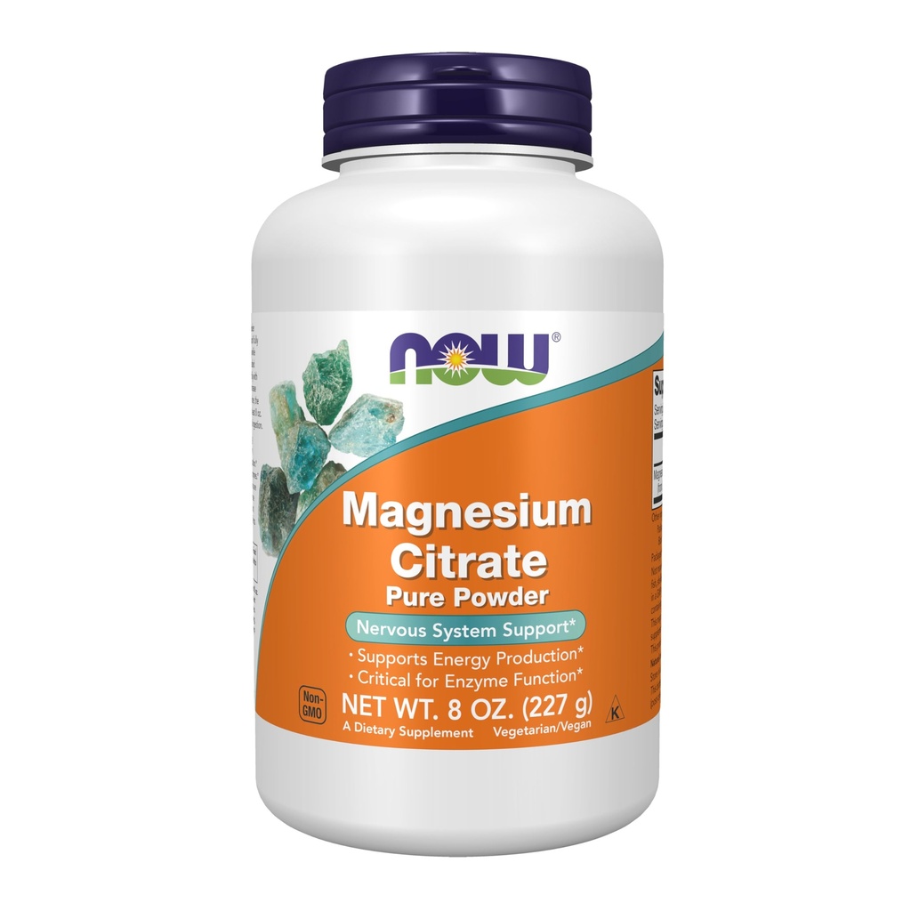NOW Foods Supplements, Magnezijev citrat Pure Powder, Enzyme Function*, Podpora živčnega sistema*, 8-Ounce