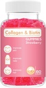 Kolagen Biotin Gumies - Podpira lase, kožo in nohte rast las proti staranju žvečljivi Gumi vitamini, Vegan, ne-GMO, Gluten brezplačno, želatina jagode aroma 60 Count, Pink