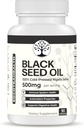 Black Seed Oil - 100% Cold-Presed Black Cumin Nigella Sativa - Antioksidant, Imunski in Prebavni sistem Podpora - Non-GMO, Gluten Free - 500 mg na Serving - 90 Veganskih kapsul