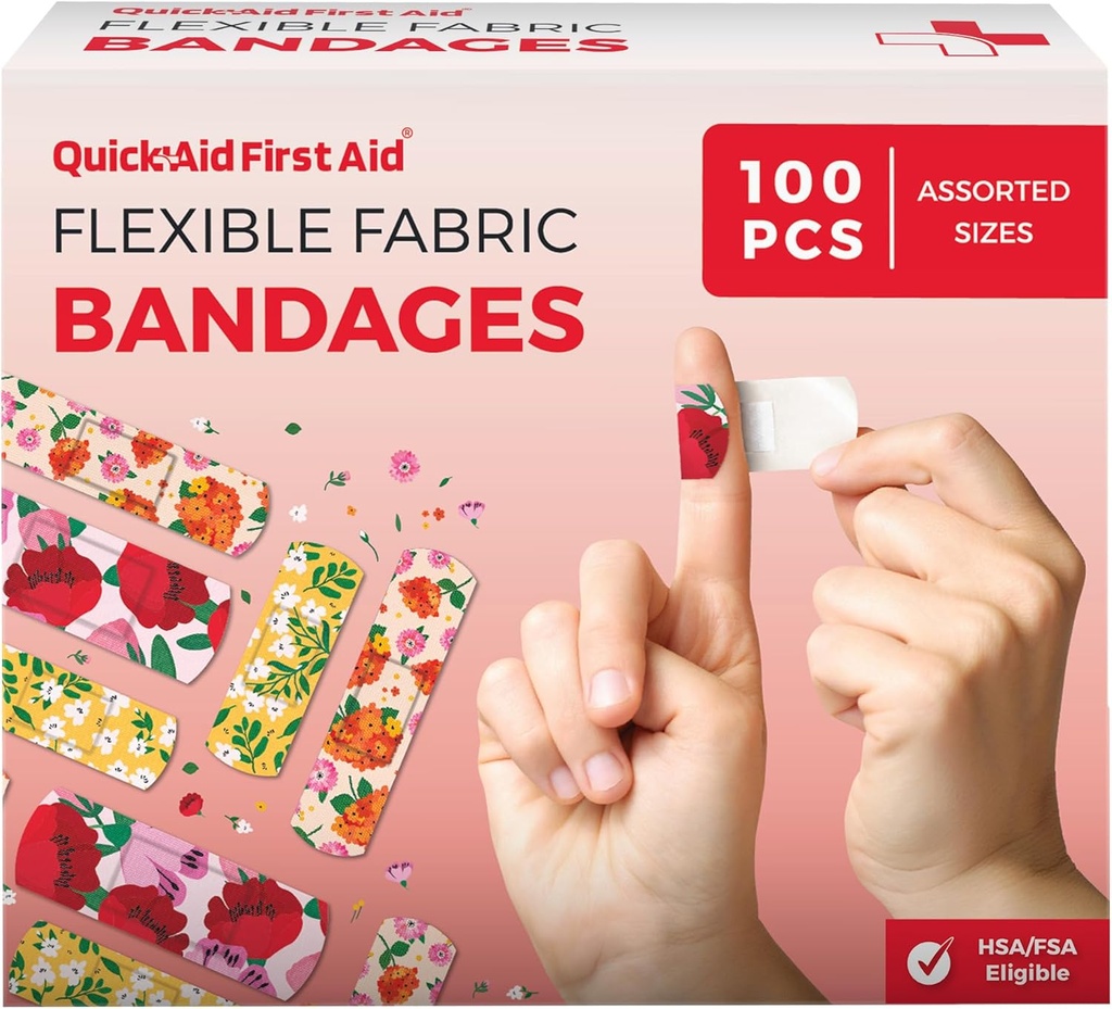 Cvetni pasovi, Bandages Variety Pack 100 Štetje, Zabavne oblike za otroke odraslih, Nežen adhesion mehko dihanje, Latex brezplačno, Uporaba za manjše ureznine, Prva pomoč dobav