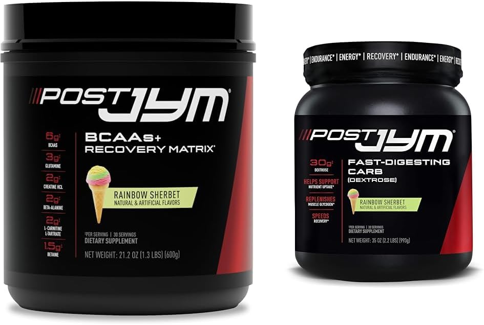 Post JYM Active Matrix post-workout BCAAs, Glutamin, Creatine HCL & More Rainbow Sherbet + hitro prebavljivi Dekstrozni ogljikovi hidrati, 30 Serving