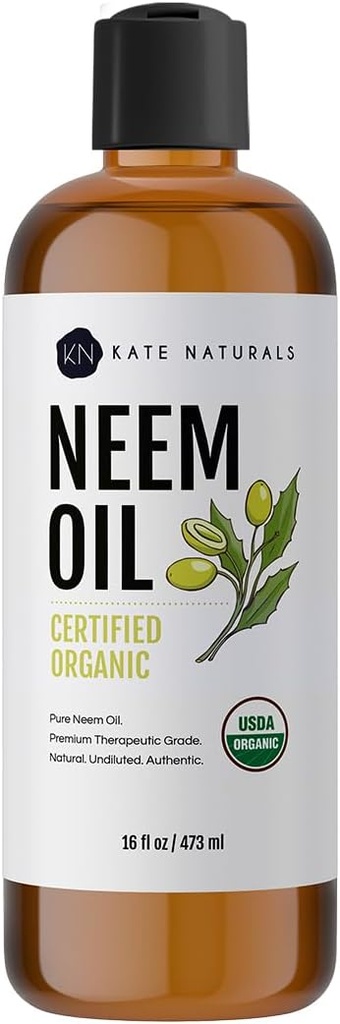 Kate Naturals Neem Oil za rastlinski Spray. 100% čisti hladni stisnjeni neem koncentrat z azadirahtinom (16oz, varna za hišne ljubljenčke, pse)