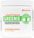 SaltWrap Adaptogen Greens - Mind-Body Resilience Formula - Kofein-free Nootropic za stres, fokus in kognitivno zmogljivost - 90 kapsul