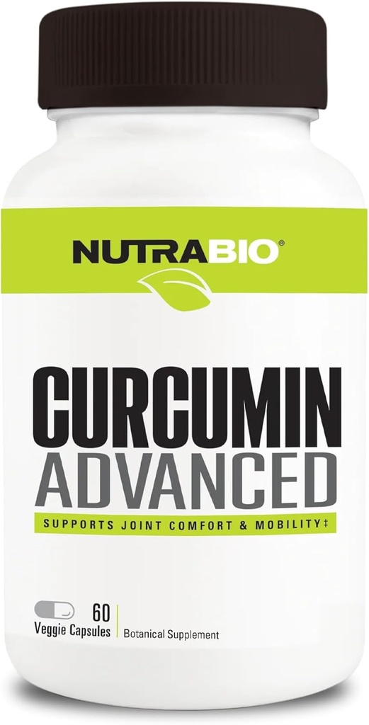 NutraBio Curcumin Advanced Digestion & Skupni podporni kompleks, 60 Zelenjavne kapsule