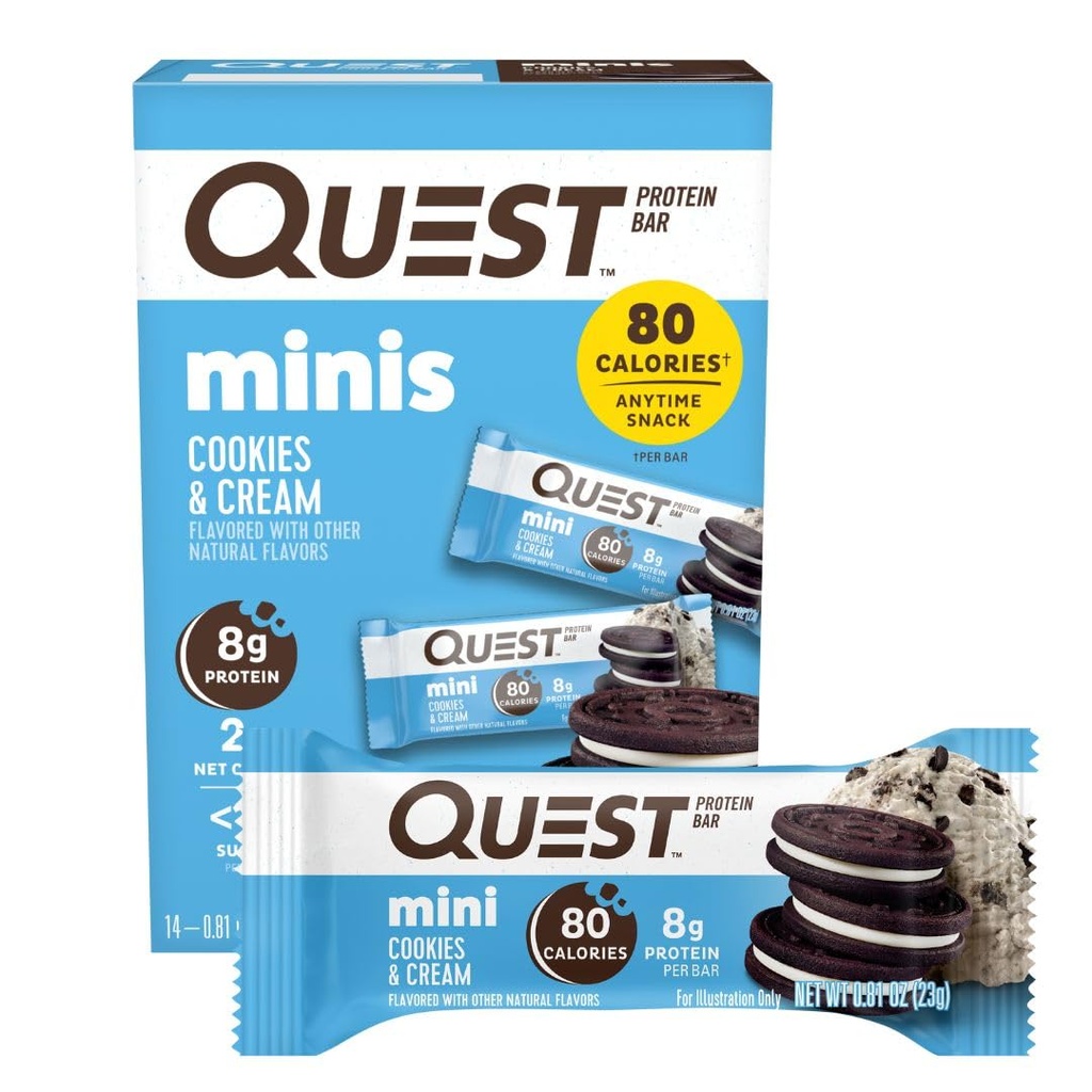 Quest Nutrition Mini Piškotki & Cream Protein Bars, 8g beljakovine, 1g sladkor, 2g neto ogljikove hidrate, brez glutena, 14 števk