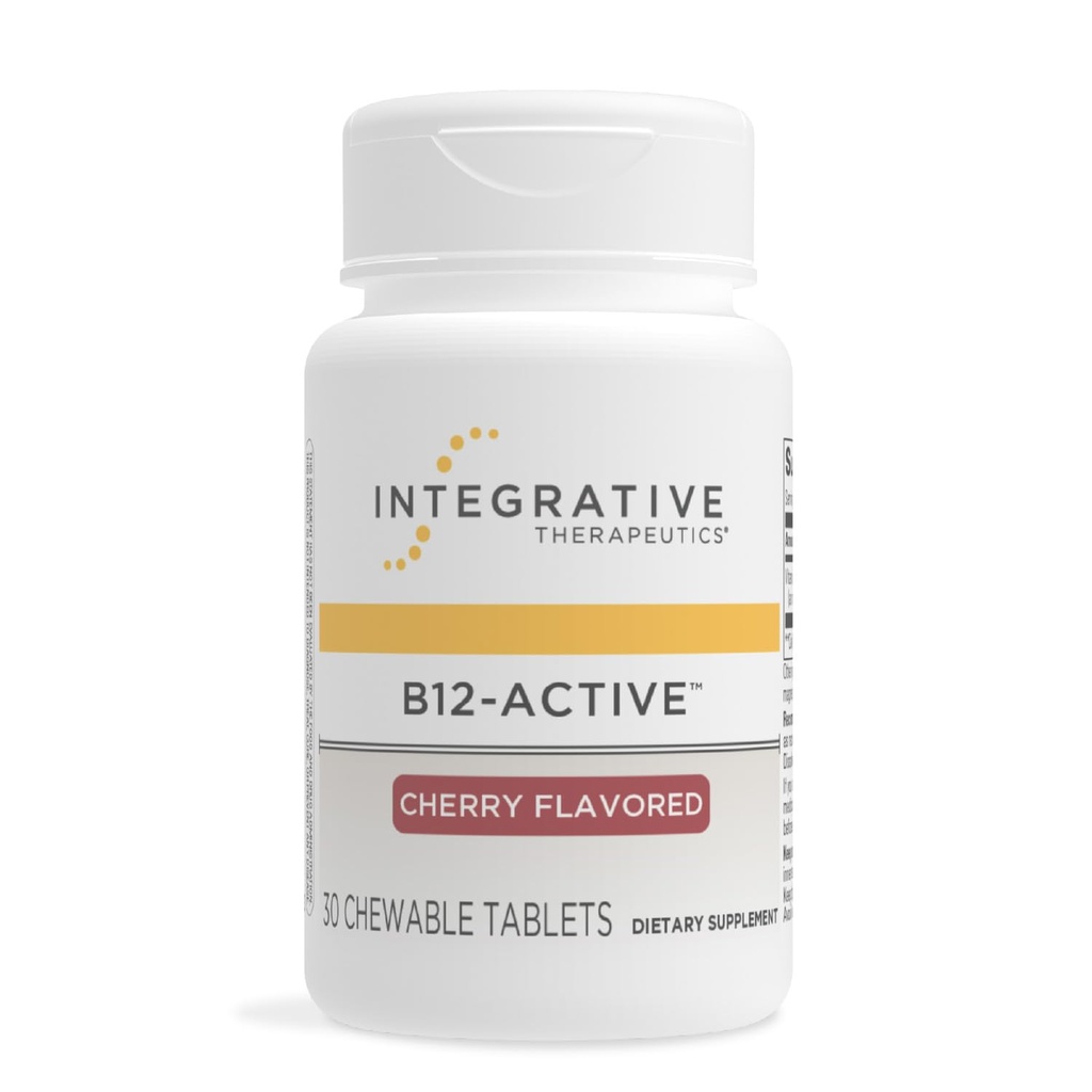 Integrativne terapije B12-aktivna - B12 dodatek za živčno funkcijo podpora* - žvečljiva podpora - Mlekarna, soja & Gluten-free - češnjeva aroma, 30 žvečljive tablete (30 serviranja)