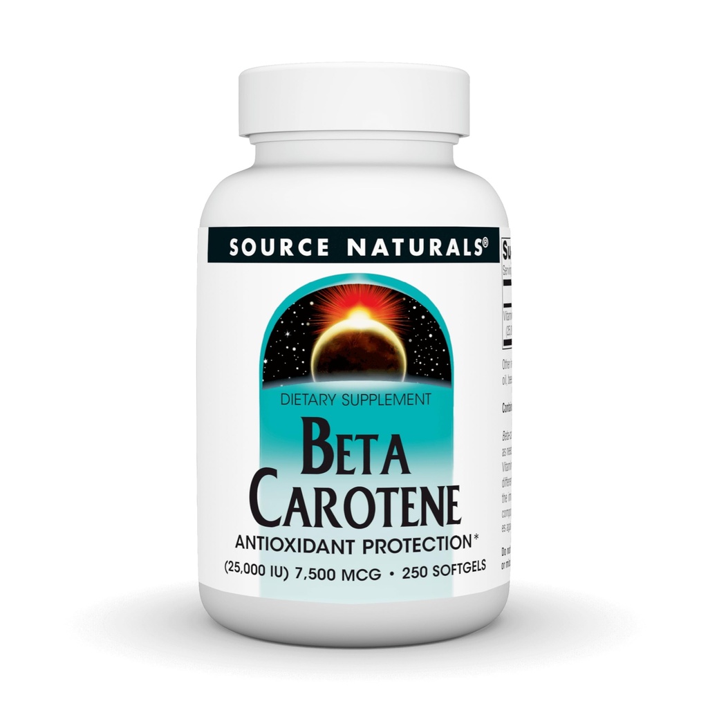 Vir Naturals Beta karoten 25000 iu Antioksidant zaščita - pretvori telo v vitamin A - 250 Softgels