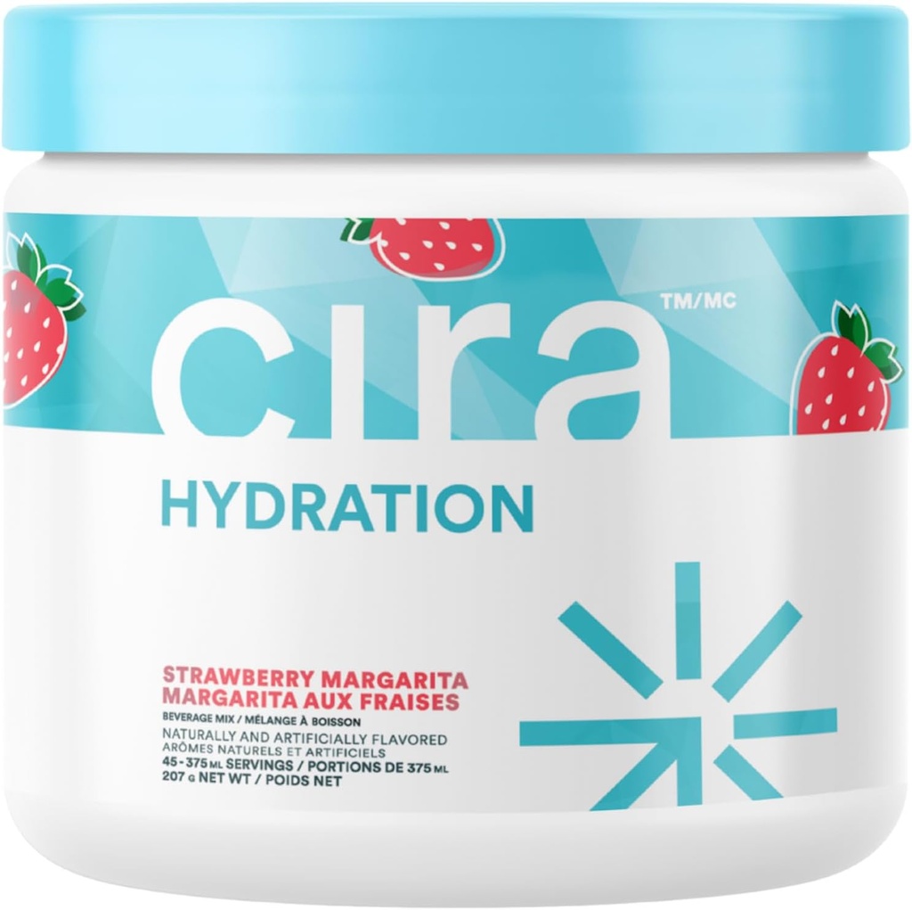 Cira Hydration Powder (45 Serving) - Elektrolitsko pijačo Mešamo s himalajsko sol za dehidracijo Relief in regeneracijo - Jagodna margarita