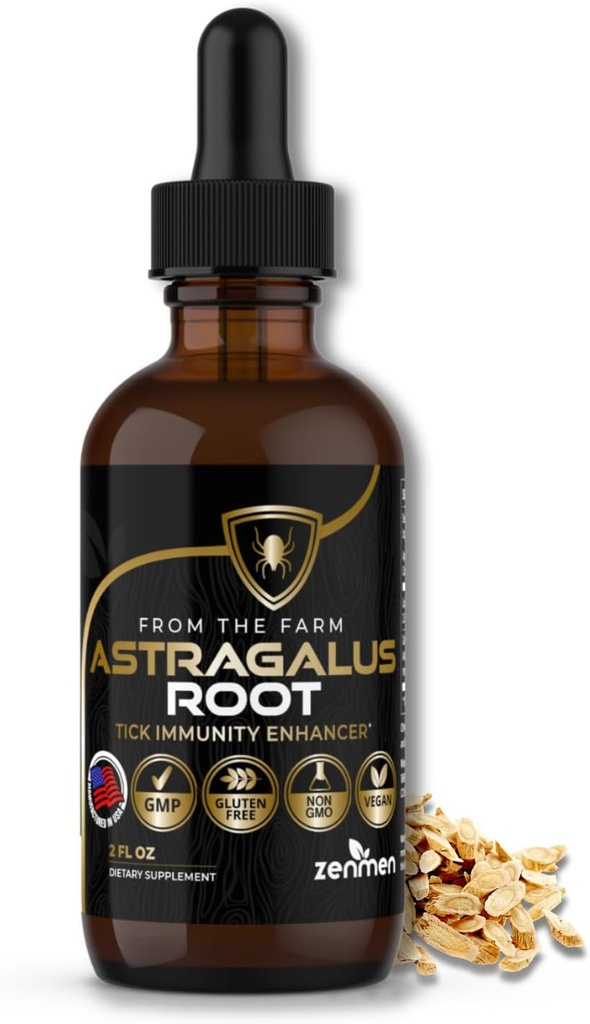 Zenmen Astragalus Root Organic Tinkture - Tick Immune Support in Immunity Ojačevalec, Vir antioksidantov - Izdelano v ZDA