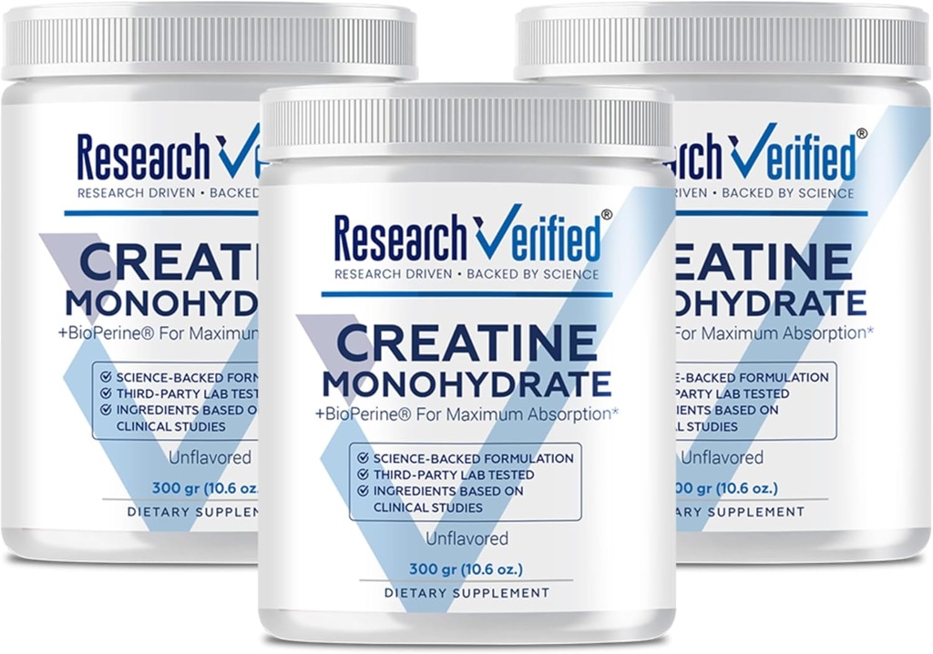 Raziskave Preverjeni kreatin monohidrat - Podpora Optimalna rast mišic, povečanje zmogljivosti - 5000mg kreatin monohidrat - BioPerin - 180 Serving - Nearomat - Vegan