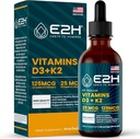 E2H Vitamini D3 & K2 Dodatek za imuno podporo - Tekoči vitamin D3 5000 i.e. - Izdelano v ZDA - Non-GMO, Vegan - 120 Serving
