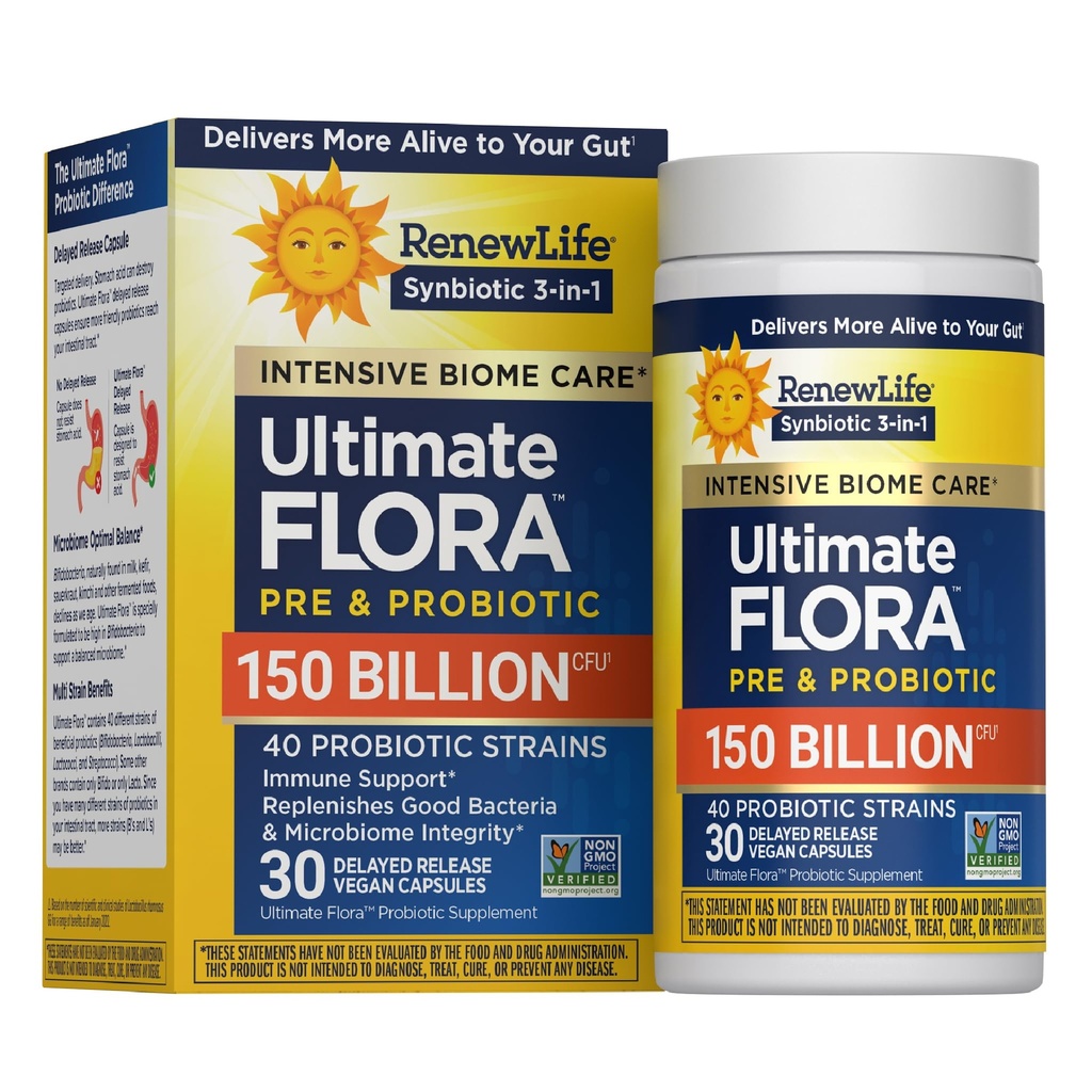 Obnovite življenje Ultimate Flora Ultimate Care Probiotic, 150 milijard, 30 Caps (Package May Vary)