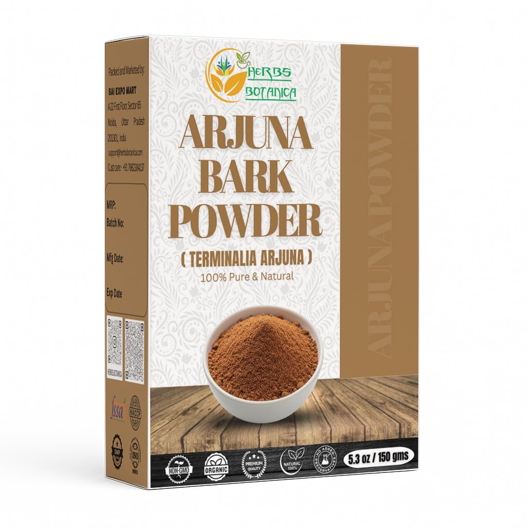 Zelišča Botanica Arjuna Powder 100% Pure Arjuna Bark Powder (Arjun Ki Chaal) za zeliščni čaj & Wellness – Finely Ground Tree Bark Powder za DIY uporabo – 5.3 oz Pack