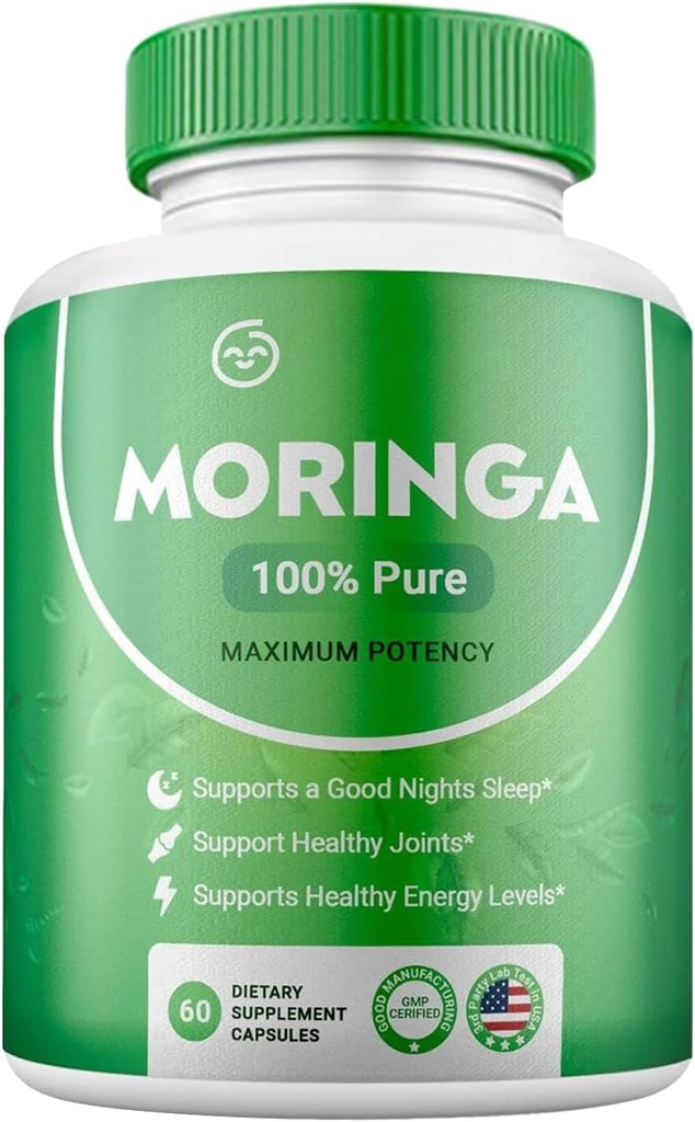 Moringa Powder Kapsule Pure Nutrient Rich Moringa Powder Natural Green Antioksidant Superfood Podpira Energija Skin Health Gut Zdravje z esencialnimi vitamini in aminokislinami (Pack of 1)