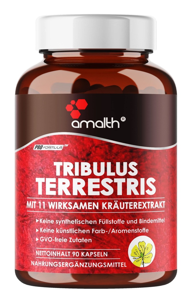 Amalth Tribulus Terrestris, 20:1 ekstrakt na postrežbo, najvišja moč z Ashwagandho, Saw Palmetto, Shilajit 120 kapsul
