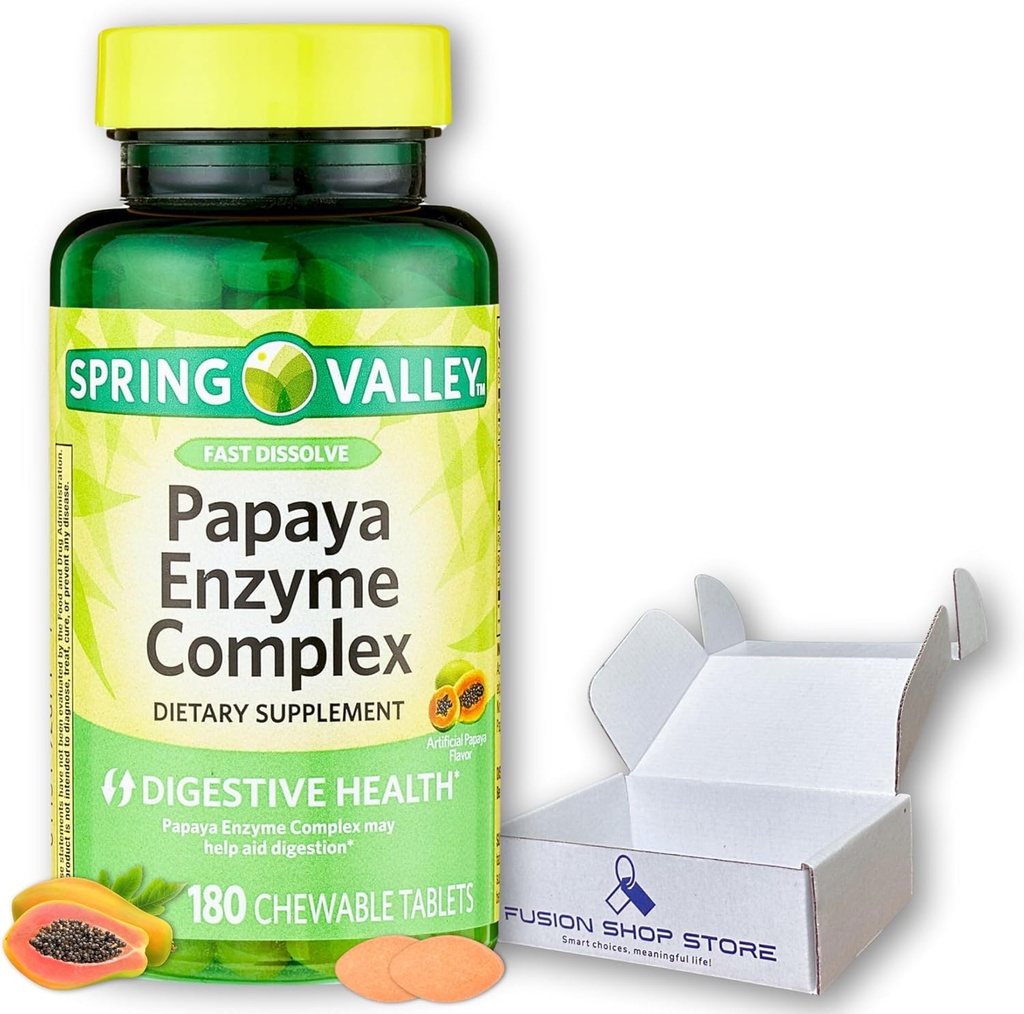 Papaja Encimi Žvečljive kompleksne tablete Prehranska dopolnila, 180 Število (Pack of 1), Boxed by Fusion trgovina trgovina