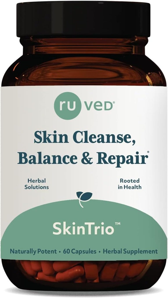 ruved SkinTrio - Neem Supplement with Organic Neem Extract & Amla, Skin & Microbiome Support - 60 Vegetarijanske kapsule (1 števec)