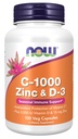 Zdaj dopolnila, C-1000 Cink & D-3, Sezonska podpora imunskega sistema*, 100 kapsul Veg