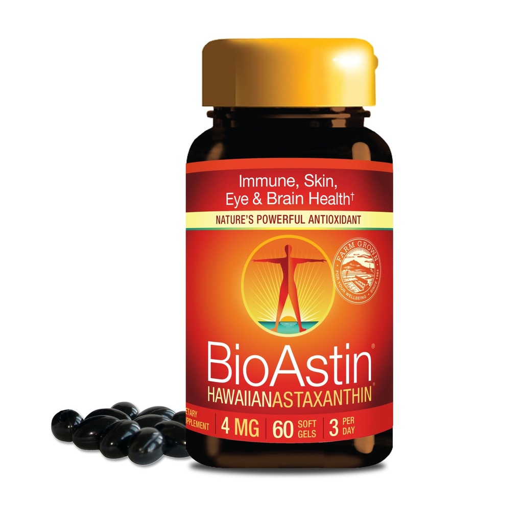 Nutrex Havaji BioAstin Havaji Astaksantin - 4mg, 60 Softgels - Farm-neposredni Premium antioksidant dodatek k podpori oči, kože, skupno in imunski sistem zdravje - Non-GMO & Gluten-free