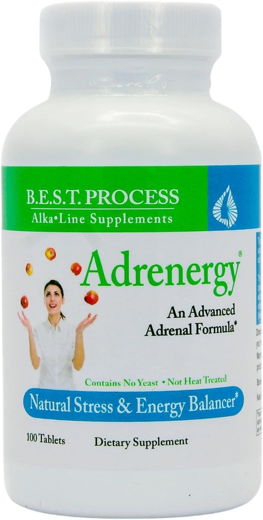 Adrenergy (2 paket) Najboljši proces Alkaline — Naravna adrenalna podpora z Adrenal Gland Extract, Adaptogeni, vitamini in minerali