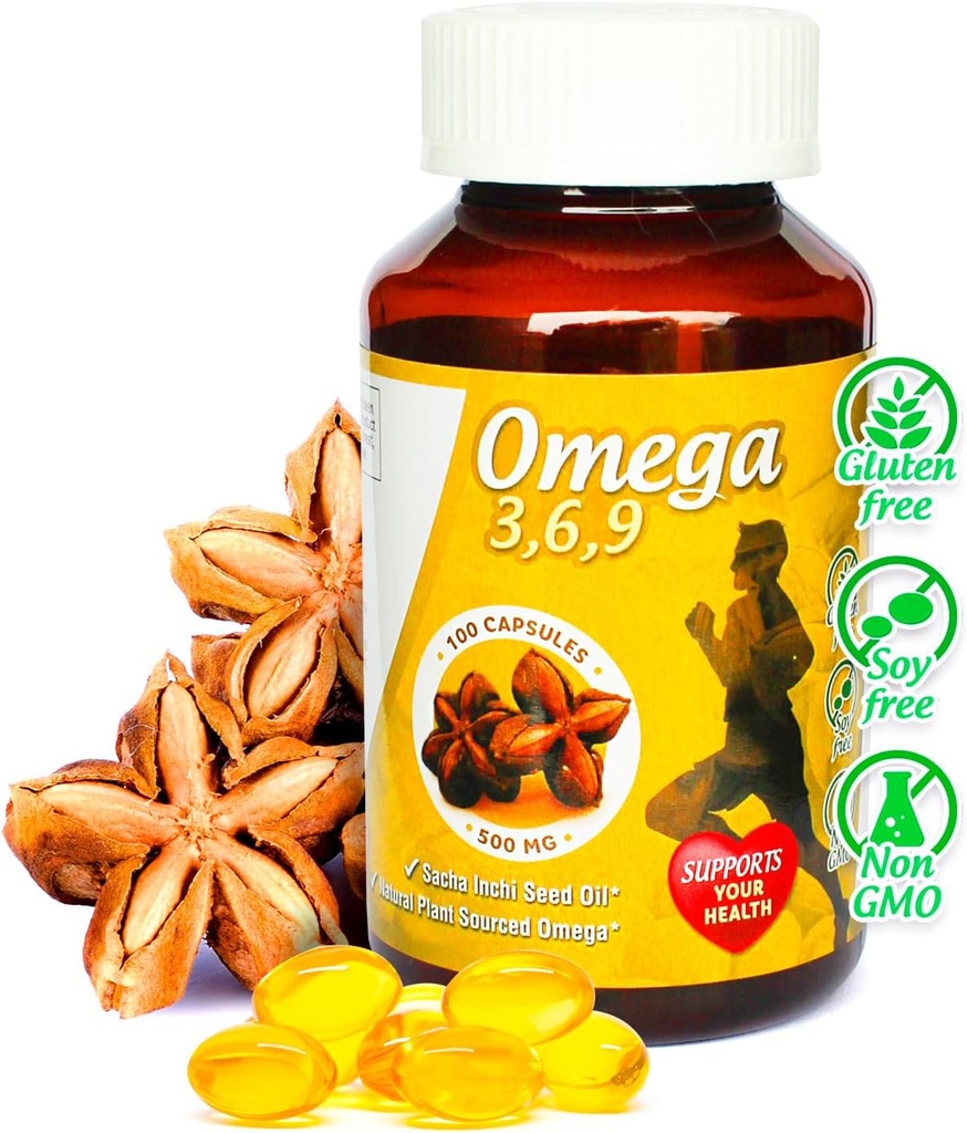 Sikyriah Omega 3, 6 in 9 softgel Kapsule l 100% Pure Sacha Inchi Oil l 3000mg na dan l Rastlinska osnova dodatek l Brez vonja Essential Maščobne kisline Vir l Non-GMO l