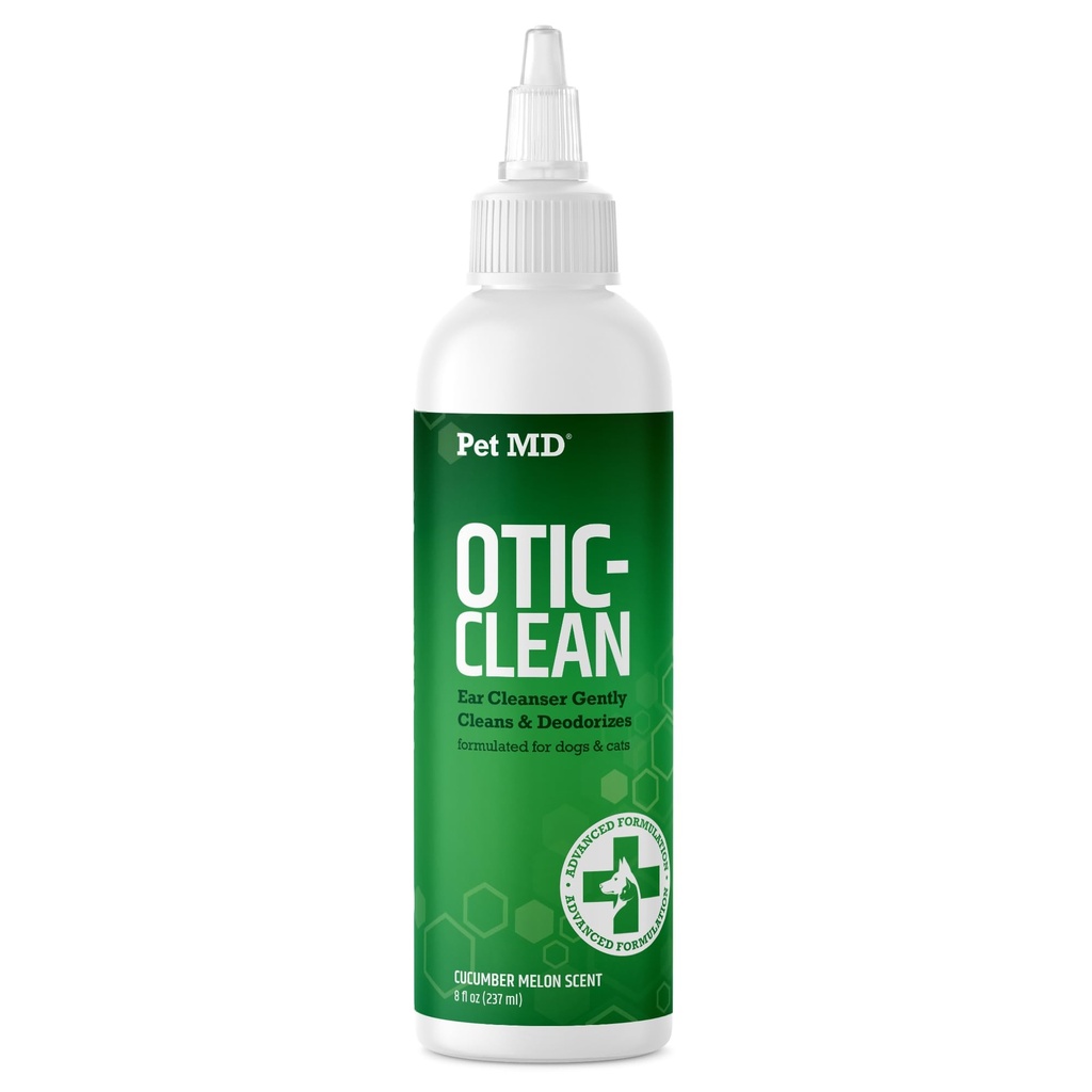 Hišni ljubljenček MD Otic Clean Dog Čistilnik za mačke in pse - učinkovit proti okužbam, ki jih povzročajo okužbe, srbenje in nadzor uho Odor - 8 oz (Cucumber Melon)