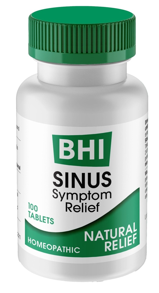 BHI Sinus naravna prezasedenost Relief 7 Ciljne homeopatske aktivne sestavine pomoč lajšanje Nazal hladne simptome, bolečina, pritisk in glavobol Dodatna podpora moči za ženske in moške - 100 Tablete