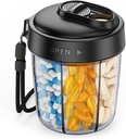 AUVON velike tablete Dispenser za shranjevanje 7 Različni dodatki, potovalne tablete Organizator z anti-Mix Design, tablete steklenica z široko odpiranje in drsnik Lid enostaven za uporabo, Vključuje 20 Blank Nalepke, črna