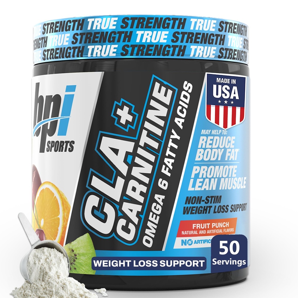 BPI Sports CLA+Carnitine – CLA L Carnitine & Linoleična kislina – L Carnitine Dodatek za hujšanje, Presnova & Lean Muscle – Kofein Free – Sadni Punch – 50 Serving – 12.34 oz