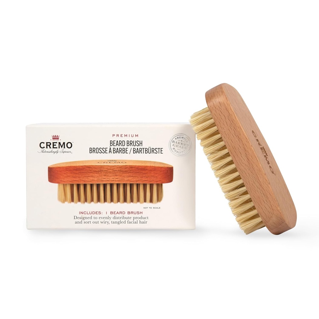 Cremo Beard dodatki, 100% Boar Brist Beard Brush z lesenim ročajem - oblika, slog in ženina vse dolžine obraza las