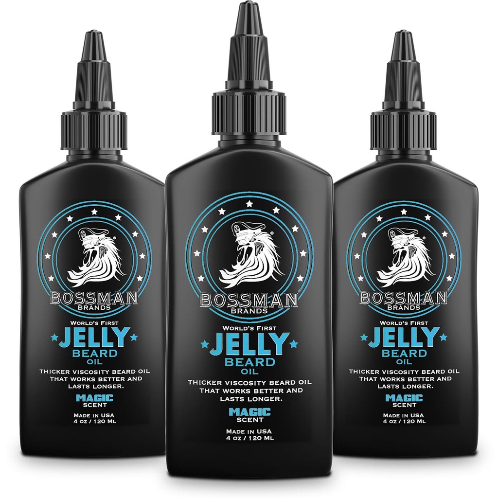 Bossman želeno olje za moške - 3 Pack (12 oz v skupaj, Magic Scent) – Mehkužci, vlaži & pogoji z naravnimi sestavinami