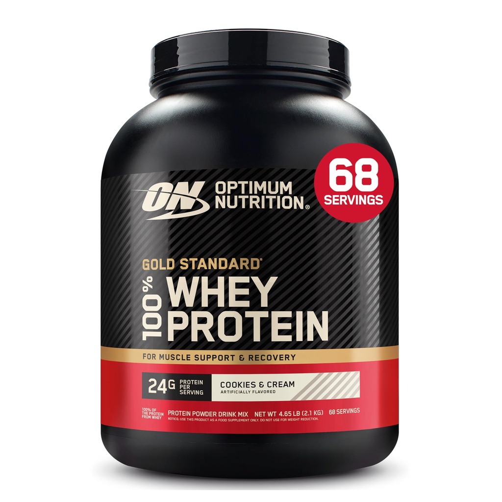 Optimum Nutrition Gold Standard 100% Whey Protein Powder, Piškotki in krema, 5 funtov (Package May Vary)