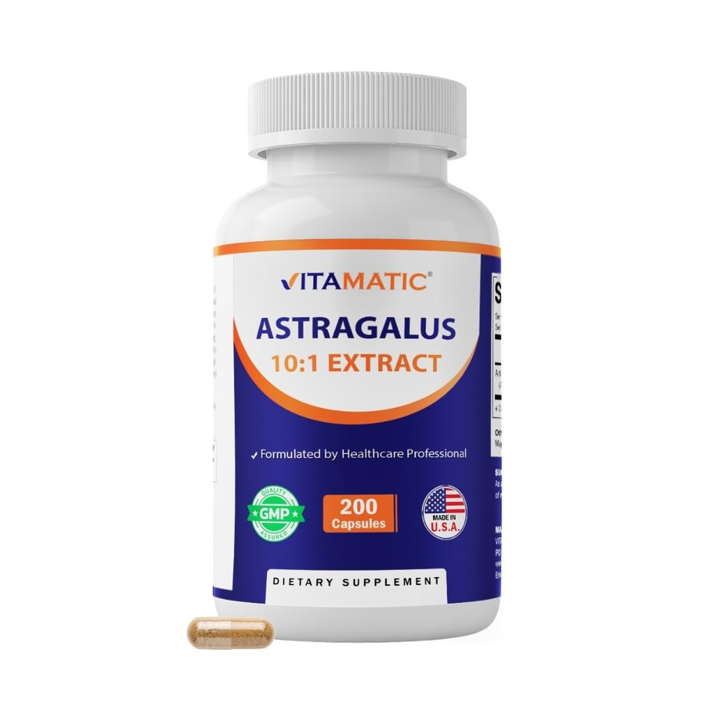 Vitamatske kapsule Astragalus 200 Veg kapsule - 10:1 Astragalus Extract 500mg - brez glutena