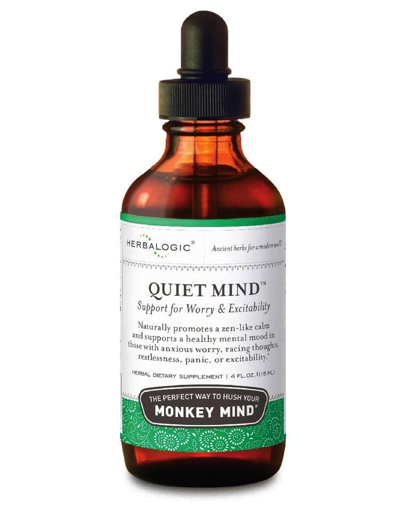 Herbalogic - Tihi um Liquid Herb Kapljice - Nesedajoče, spodbuja občutek zen-like Calm - Eases Anxious skrb in Panicky Mood - Temelji na tradicionalni kitajski Formuli Gui Pi Tang - 4 Fl. Oz.