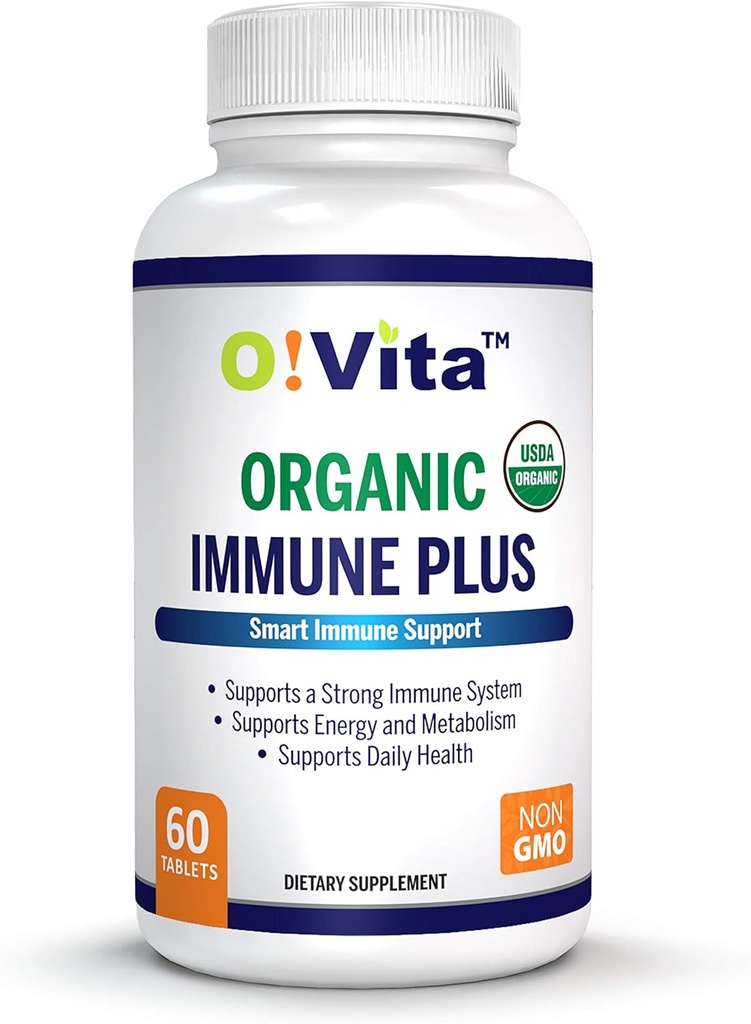 Organski imunski Plus, 7-v-1 USDA Certified Organic Immunity Booster, s 300 mg Elderberry, Oregano Leaf Powder, Moringa Leaf Powder (60 ne-GMO, zeliščne tablete)