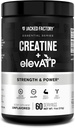 Kreatin + ElevATP - Kreatin monohidrat v prahu za rast mišic, večja moč, izboljšana izhodna energija, z ElevATP za trajno energijo in vzdržljivost - 60 Servis, nearomatizirana