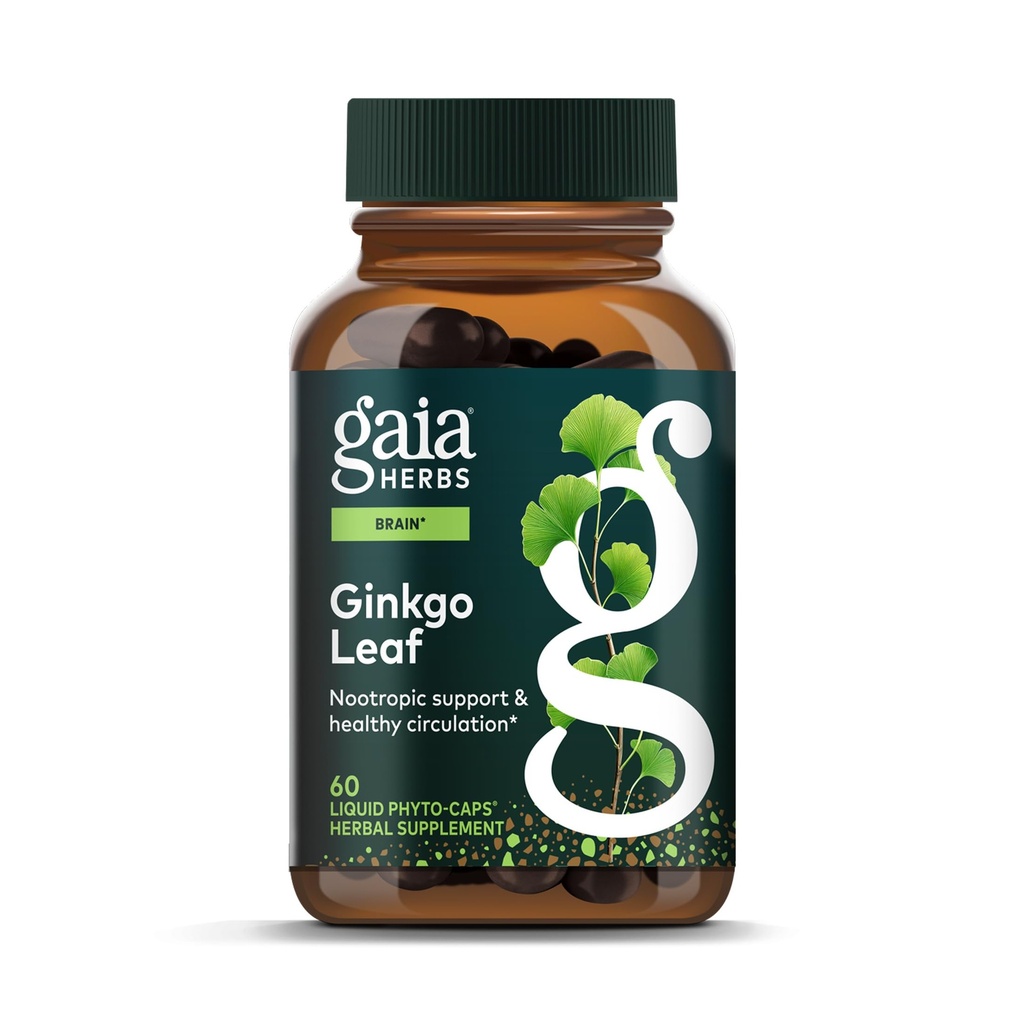 Gaia Herbs Ginkgo Leaf - Tradicionalno se uporablja za podporo zdrave cirkulacije in možganske funkcije* - Zeliščni dodatek - 60 Vegan tekoče Phyto-Capsules (20-dnevna dobava)