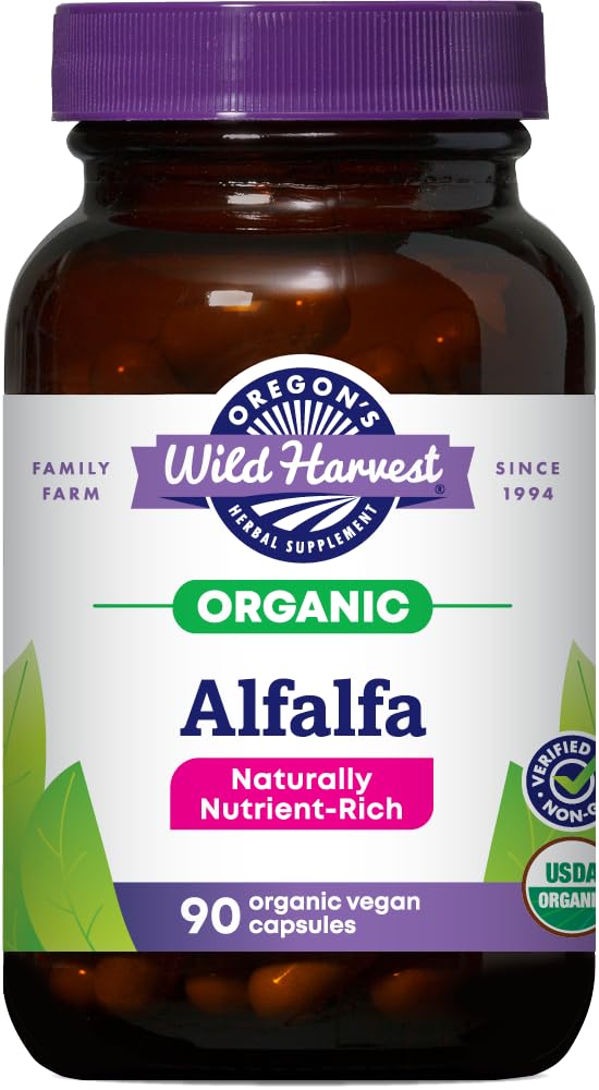 Oregon je Wild Harvest Alfalfa kapsule USDA Certified Organic Zeliščni dodatki, 90 Število
