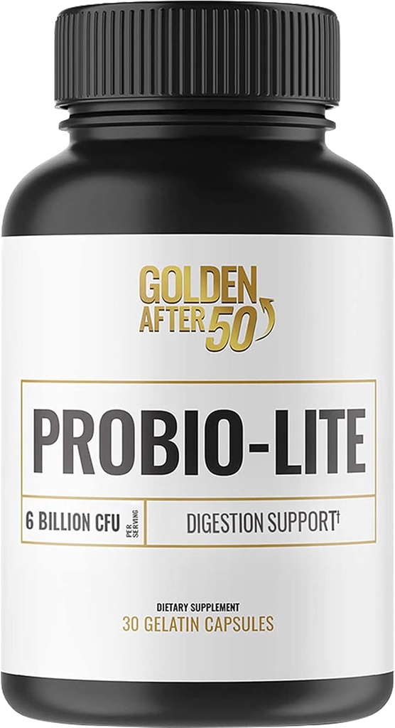 Golden After 50 Probio-Lite - za Gut Health and Digestion Support - Probiotiki za moške in ženske - 30 kapsul želatine - probiotiki za občasno zgago, plin, prebavne motnje