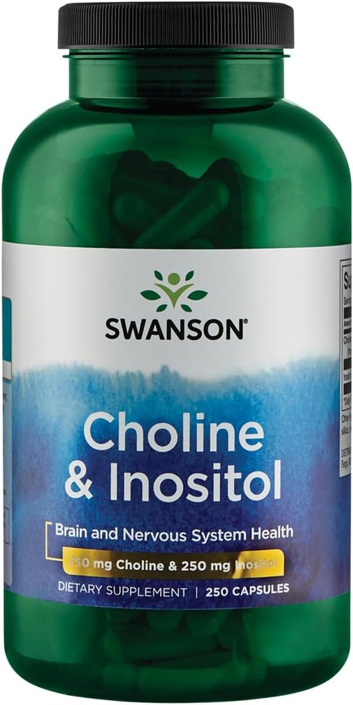 Swanson Choline & Inositol Nervi Support Duševna funkcija 250/250 Miligrami 250 Kapsule