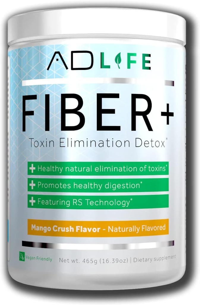 Projekt AD Fiber+ Vegan Fiber Supplement Powder, Podpira Gut zdravje in prebavne regularnosti (Mango, 16,4 oz)